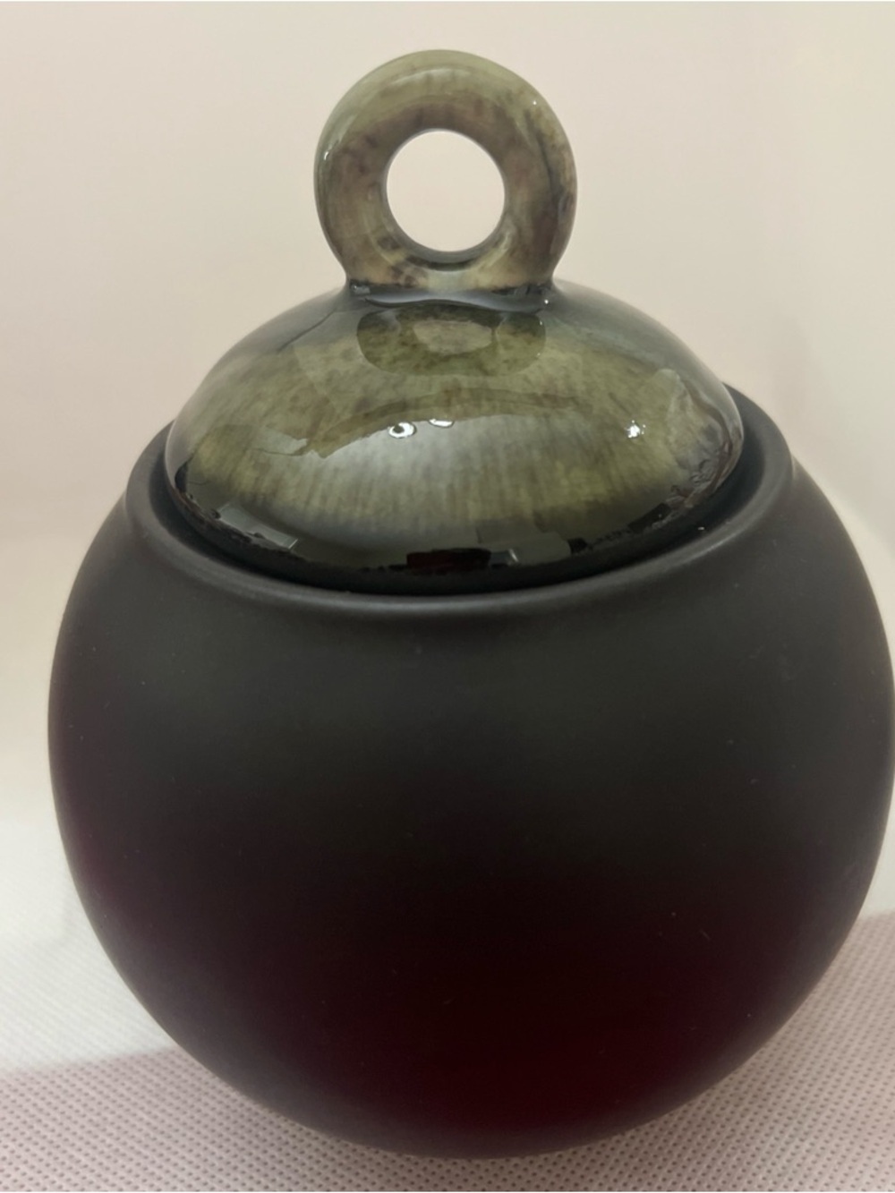 Jars France Samoa Porcelain Sugar Bowl and Lid Matte Black Green
